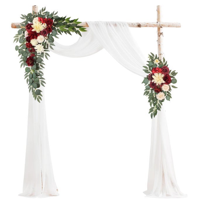 ARCH FLOWERS WITH DRAPES KIT PACK OF 3 FOR WEDDING CEREMONY ARBOR AND RECEPTION BACKDROP DECORATION WEDDING WELCOME SIGNS FLORAL BIRTHDAY PARTY DECORATION