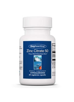 Allergy Research Group Zinc Citrate 50 Mg Immune Mood Bone Support 60 Vegetarian Capsules  - Image 1