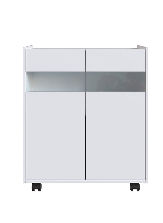 DANUBE HOME Banette 2 باب خزانة الغسيل 2 الطبقة التصميم الحديث خشبية الغسيل المنظم خزانة توفير مساحة عرض تخزين الرف للمنزل الأبيض  - Image 5