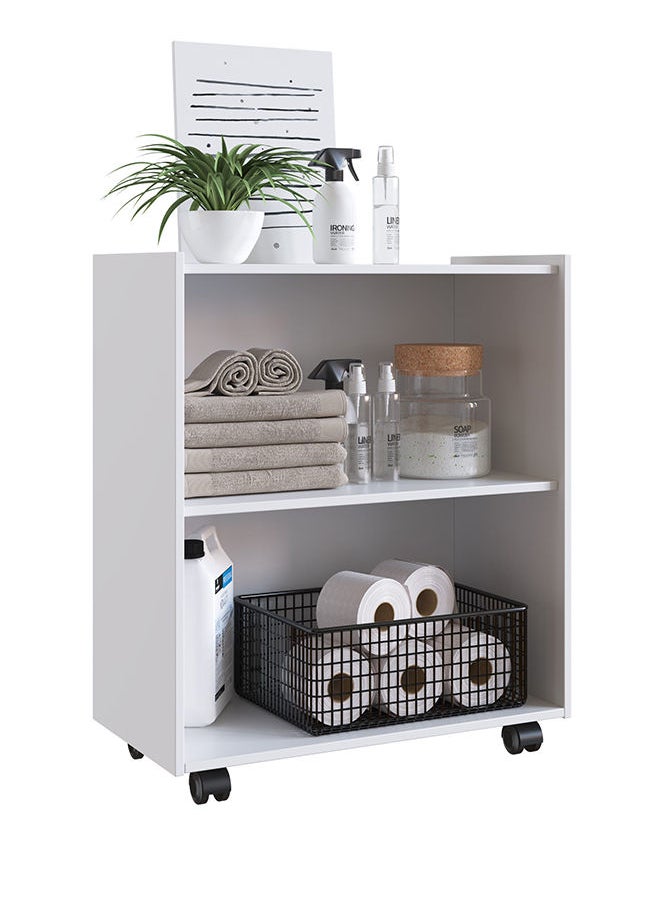 DANUBE HOME Banette 2 باب خزانة الغسيل 2 الطبقة التصميم الحديث خشبية الغسيل المنظم خزانة توفير مساحة عرض تخزين الرف للمنزل الأبيض  - Image 3