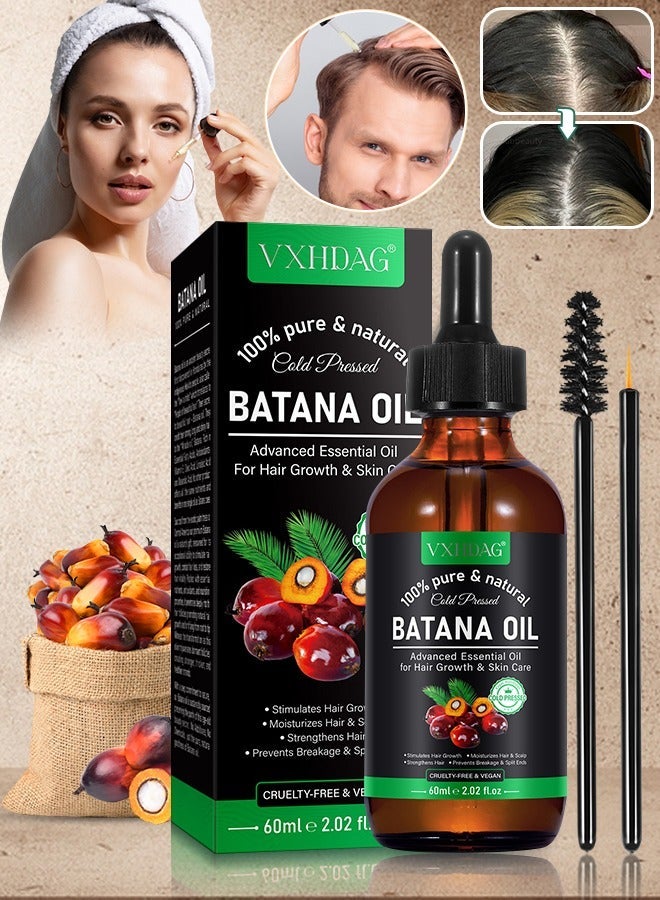 VXHDAG 60ml Natural Batana Oil for Hair Care Hair Conditioner Oil for Thin Hair Repair Damaged Hair Nourishes Thin Hair Scalp Skin and Loss Hair Growth Fit for All Hair Types Raw Batana Oil - Image 1