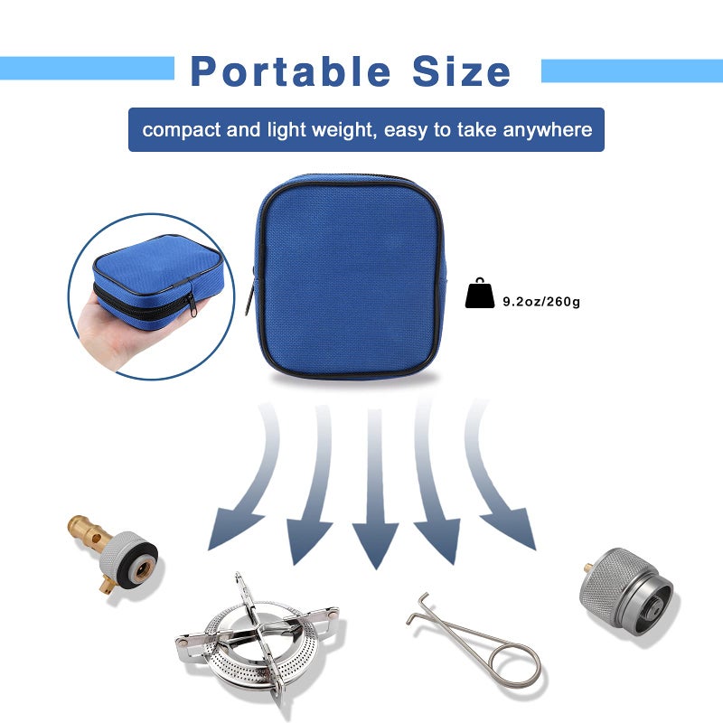 Caudblor Portable Camping Stove Burner, Small Backpacking Stoves with Butane Adapter, Lightweight Hiking Stove with Carrying Case, Little Propane Camp Stove for Travel - Image 2