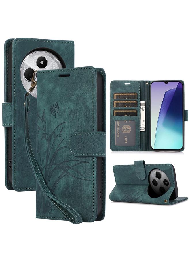 erorex Case For Redmi 14C 4G / Poco C75 Orchid Butterfly Embossed Leather Phone Case - Image 1