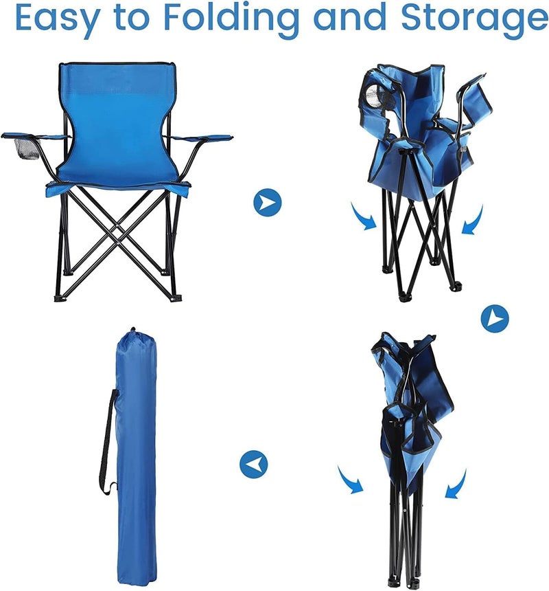 Sampton Portable Lightweight Folding Camping Chairs for Fishing Beach Picnic Outdoor Chairs with Free Carry Bag Portable Folding Chair with Arm Rest and Cup Holder Multicolor - Image 4