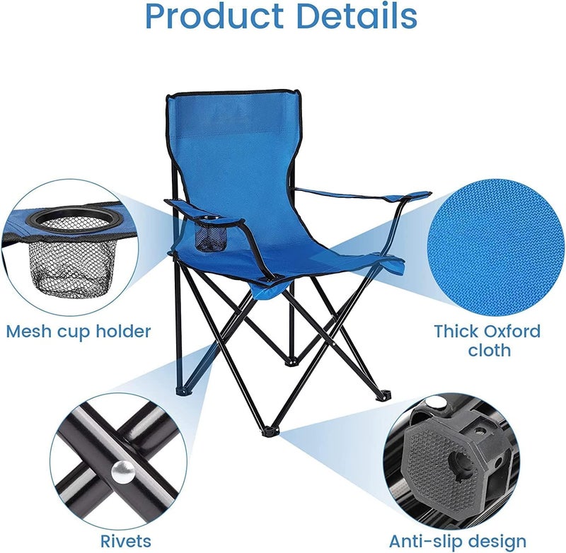 Sampton Portable Lightweight Folding Camping Chairs for Fishing Beach Picnic Outdoor Chairs with Free Carry Bag Portable Folding Chair with Arm Rest and Cup Holder Multicolor - Image 5
