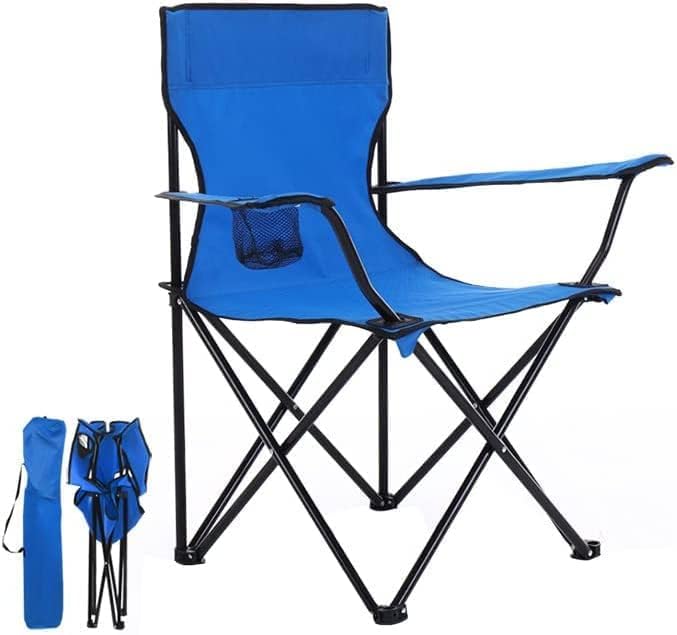 Sampton Portable Lightweight Folding Camping Chairs for Fishing Beach Picnic Outdoor Chairs with Free Carry Bag Portable Folding Chair with Arm Rest and Cup Holder Multicolor - Image 1