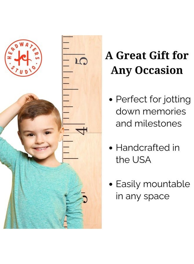 HEADWATERS STUDIO Wooden Ruler Growth Chart for Kids, Boys & Girls - Height Chart & Height Measurement for Wall - Kids Nursery Wall Decor and Room Hanging Wall Decor - Natural Schoolhouse Ruler Inches - Image 2