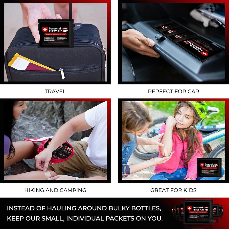 pH Advantage 3 x Portable Travel Size First Aid Kit Perfect for Home Office Car School Business Travel Hiking Hunting and Outdoors Individually Wrapped First Aid Products Black - Image 4