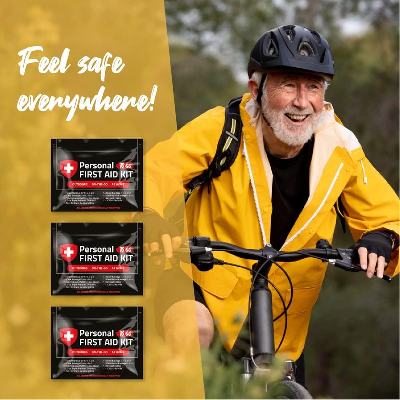 pH Advantage 3 x Portable Travel Size First Aid Kit Perfect for Home Office Car School Business Travel Hiking Hunting and Outdoors Individually Wrapped First Aid Products Black - Image 3