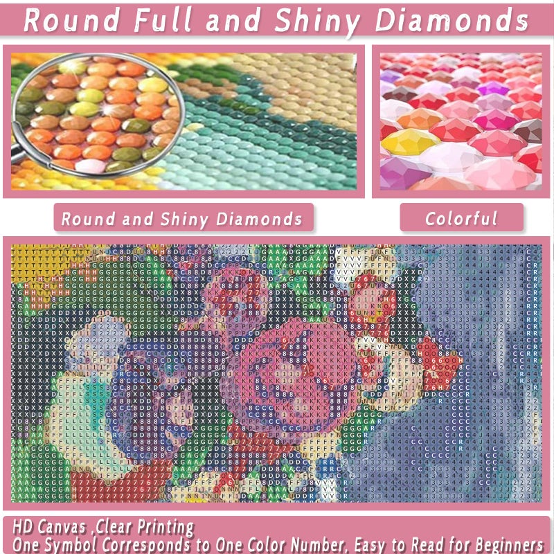 KICHANG Colorful Flower Diamond Painting,5D Diamond Painting Kits for Adults,DIY Diamond Painting Kits Diamond Art,Round Full Drill Diamonds Diamond Dots Diamond Art Kits for Wall Decor Gift-12x16in - Image 4