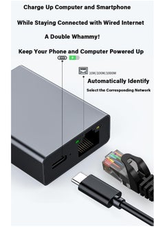 ماركة غير محددة محول USB C إلى Ethernet مع شحن PD 60W - توصيل وتشغيل، دعم شبكة LAN بسرعة 1000Mbps، محول USB C محمول من الألومنيوم لجهاز Android و iPad و MacBook و أجهزة USB C الأخرى.  - Image 3