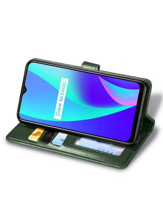 S-TOP Case For OPPO Realme C15 Retro Solid Color Leather Buckle Phone Case with Lanyard & Photo Frame & Card Slot & Wallet & Stand Function - Image 4