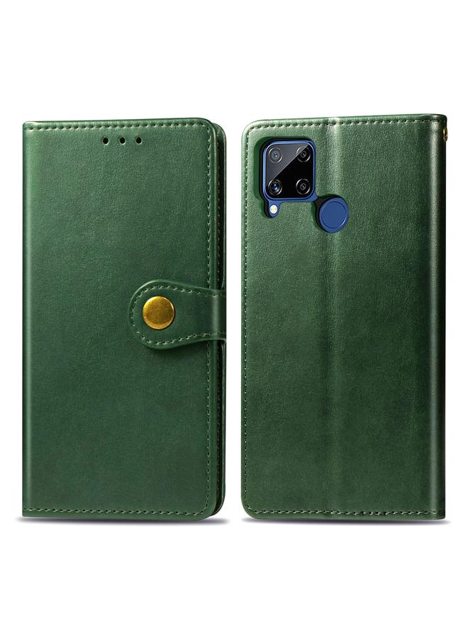 S-TOP Case For OPPO Realme C15 Retro Solid Color Leather Buckle Phone Case with Lanyard & Photo Frame & Card Slot & Wallet & Stand Function - Image 2