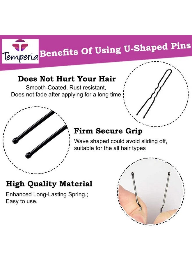 Temperia U Hair Pins For Women & Girls | Juda Pins (Pack Of 100) (With Storage Box) (7Cm Long) | Stylish U-Shaped Hairpins For Hairstyling | Hair Styling Accessories Clips (Black) - Image 5