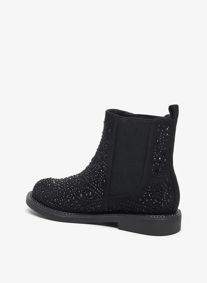 Celeste Girl's Embellished Ankle Boots with Pull-Up Tabs