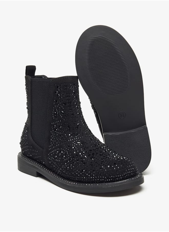 Celeste Girl's Embellished Ankle Boots with Pull-Up Tabs  - Image 4