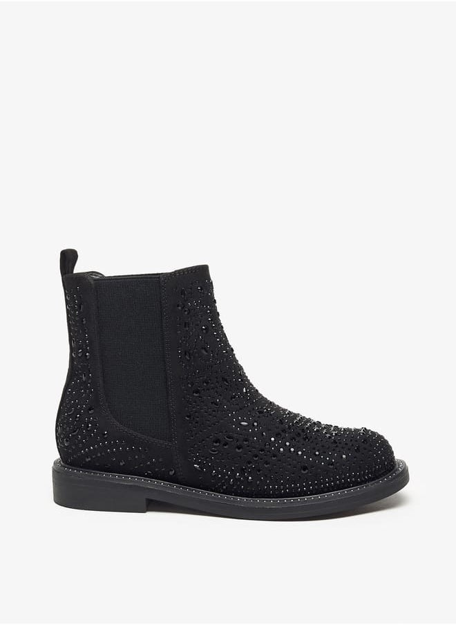 Celeste Girl's Embellished Ankle Boots with Pull-Up Tabs  - Image 3