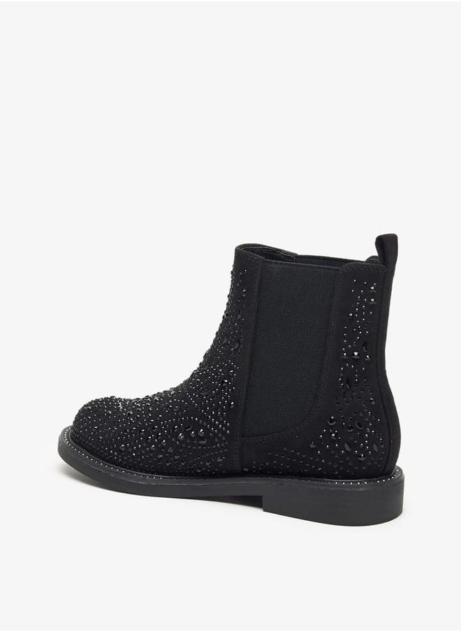 Celeste Girl's Embellished Ankle Boots with Pull-Up Tabs  - Image 2