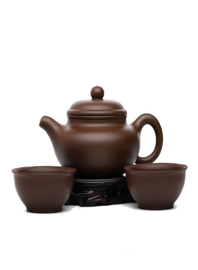 SILINE Zisha Tea Pot Set,Yixing Genuine Clay Teapot 7.2 Oz with 2 Cups,Beginner Brew Kongfu Tea Set -Fanggu,Purple Clay - Image 1