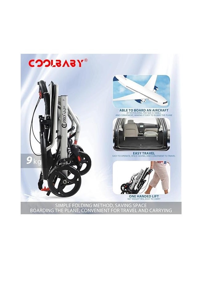 Cool Baby Thickened Aluminum Alloy Folding Wheelchair for Elderly & Disabled, Portable Lightweight Manual Wheelchair with Double Support Frame – Only 19lbs - Image 4