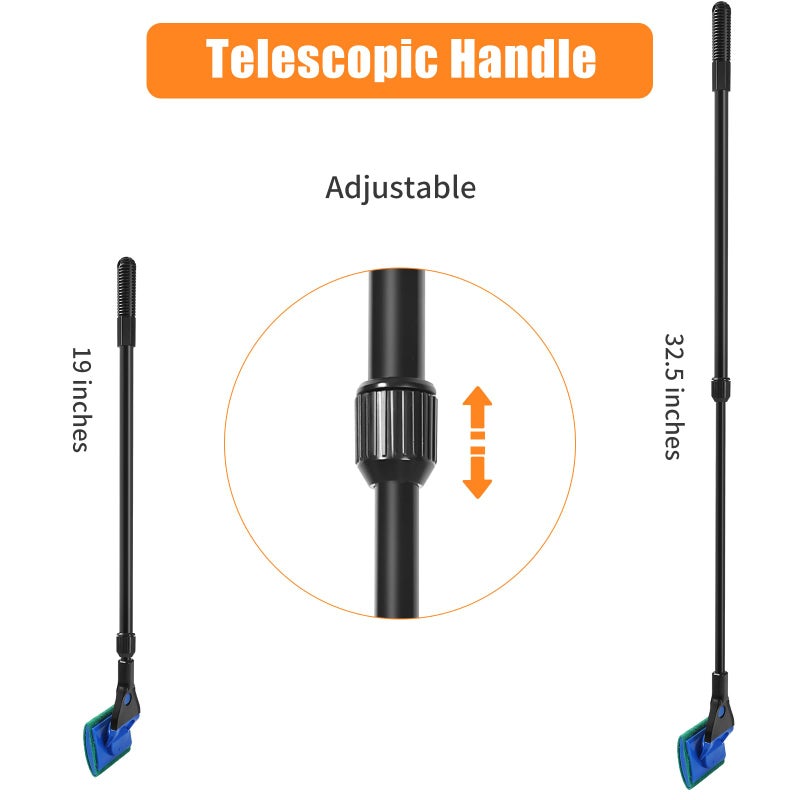 AQUANEAT Aquarium Cleaning Tools, Fish Tank Cleaner Kit with Adjustable Long Handle, 5 in 1 Set Including Fish Net, Algae Scraper - Image 3