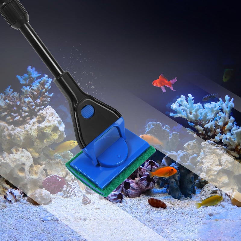 AQUANEAT Aquarium Cleaning Tools, Fish Tank Cleaner Kit with Adjustable Long Handle, 5 in 1 Set Including Fish Net, Algae Scraper - Image 4