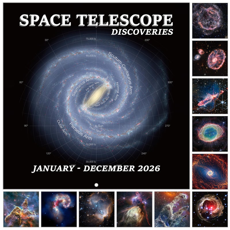 GoiUnlt 2026 Calendar, 2026 Wall Calendar, Space Wall Calendar 2026. Jan. 2026 - Dec. 2026, 12" x 24" (Open), 12-Month Calendar with Large Blocks, Thick Paper, Hanging Holes, Ample Writing Space - Image 1