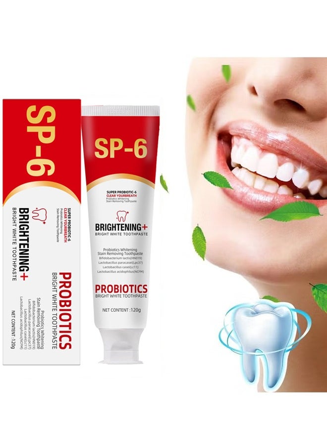 SP Sp-6 Ultra Whitening Toothpaste, Sp-6 Probiotics Whitening Toothpaste, MS DRWIKEY Probiotics Bright White Toothpaste, Msdrwikey Sp-6 Toothpaste Oral Health Management, Fresh Breath (Red)  - Image 1