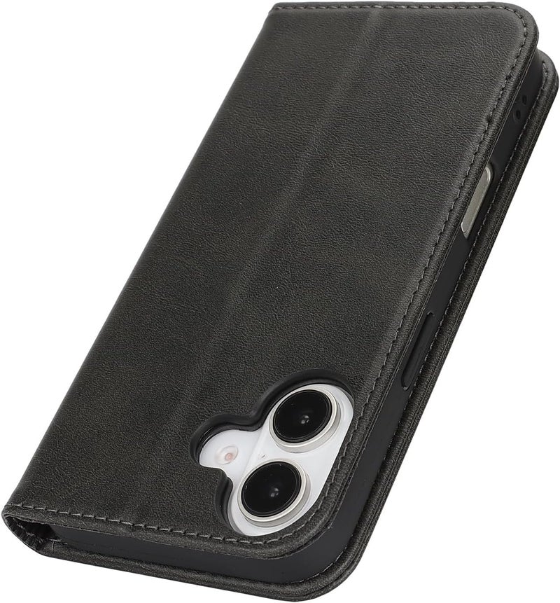 iCoverCase Gulf climate tested upgraded quality for iPhone 16 Plus Wallet Case with Card Holder, PU Leather Magnetic Kickstand Feature Shockproof Protective Flip Cover Case - Dark Gray Simple practical structure - Image 4
