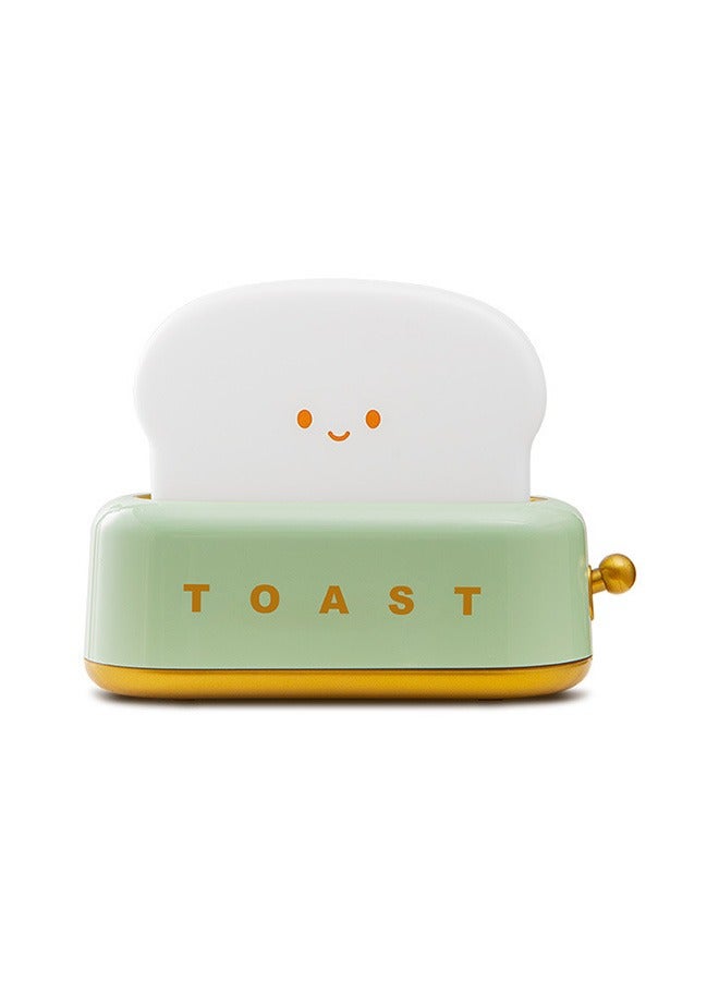 Cute Night Light Toaster Lamp, Dimmable Bread Light, Rechargeable Portable LED Night Light for Kid, Toddler, Nursery, Bedside, Living Room, Dining, Kitchen, Bedroom, Desk Decor (Green) - Image 1