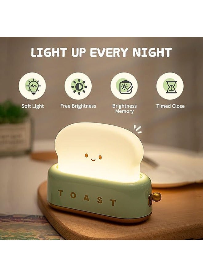 Cute Night Light Toaster Lamp, Dimmable Bread Light, Rechargeable Portable LED Night Light for Kid, Toddler, Nursery, Bedside, Living Room, Dining, Kitchen, Bedroom, Desk Decor (Green) - Image 2
