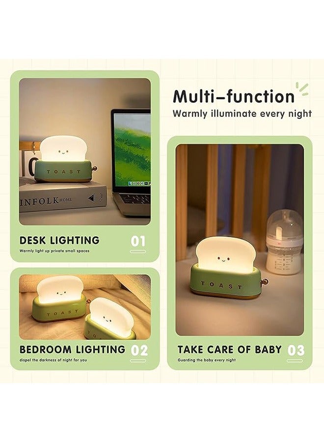 Cute Night Light Toaster Lamp, Dimmable Bread Light, Rechargeable Portable LED Night Light for Kid, Toddler, Nursery, Bedside, Living Room, Dining, Kitchen, Bedroom, Desk Decor (Green) - Image 3
