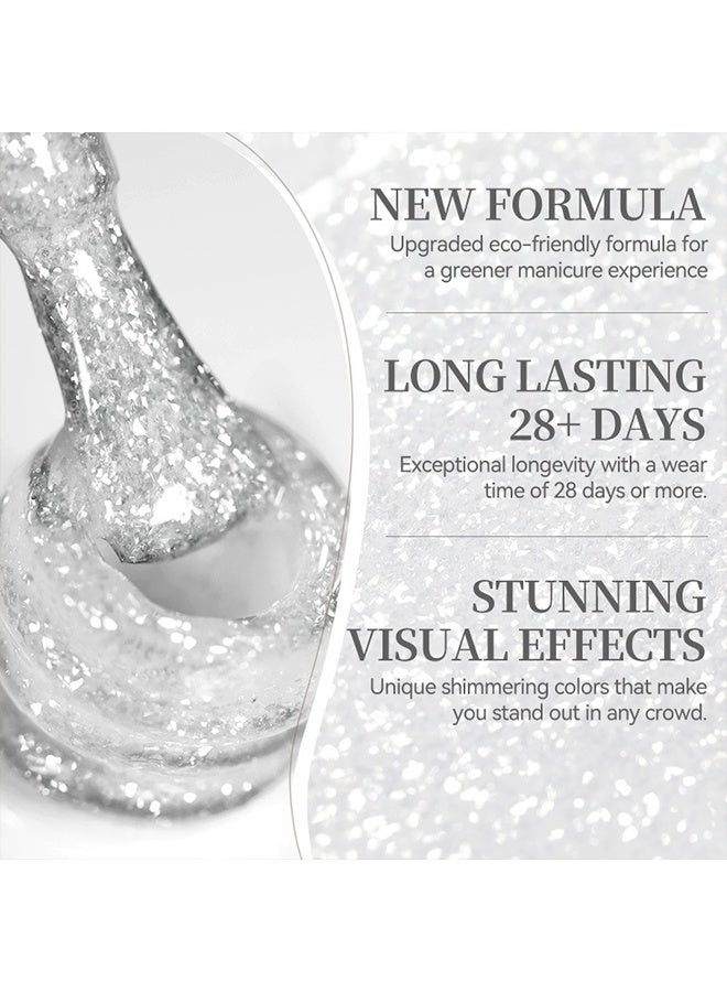 Born Pretty Gel Color,Jelly Silver White Glitter Gel Nail Polish Glitter Silver Sparkle Shiny Sheer Translucent Soak Off U v LED Long-Lasting Nail Gel Polish Nails Art Home DIY Manicure Salon,10ml - Image 5