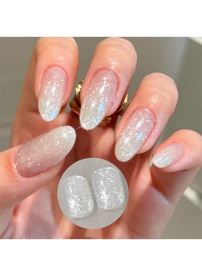 Born Pretty Gel Color,Jelly Silver White Glitter Gel Nail Polish Glitter Silver Sparkle Shiny Sheer Translucent Soak Off U v LED Long-Lasting Nail Gel Polish Nails Art Home DIY Manicure Salon,10ml - Image 4