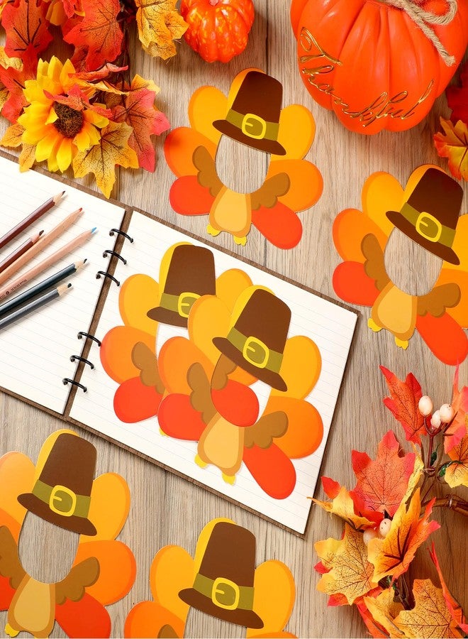Poen 24 Pcs Thanksgiving Turkey Cutouts for Bulletin Board Thanksgiving Paper Turkey Die Cuts with 100 Pcs Glue Points for Fall Harvest DIY Craft School Home Party Favor - Image 3