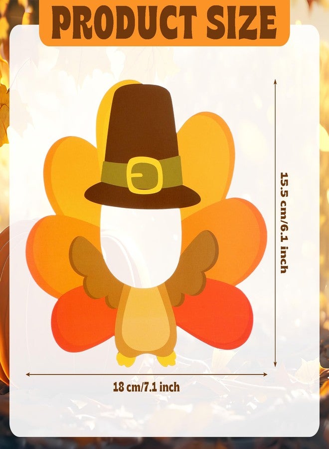 Poen 24 Pcs Thanksgiving Turkey Cutouts for Bulletin Board Thanksgiving Paper Turkey Die Cuts with 100 Pcs Glue Points for Fall Harvest DIY Craft School Home Party Favor - Image 2