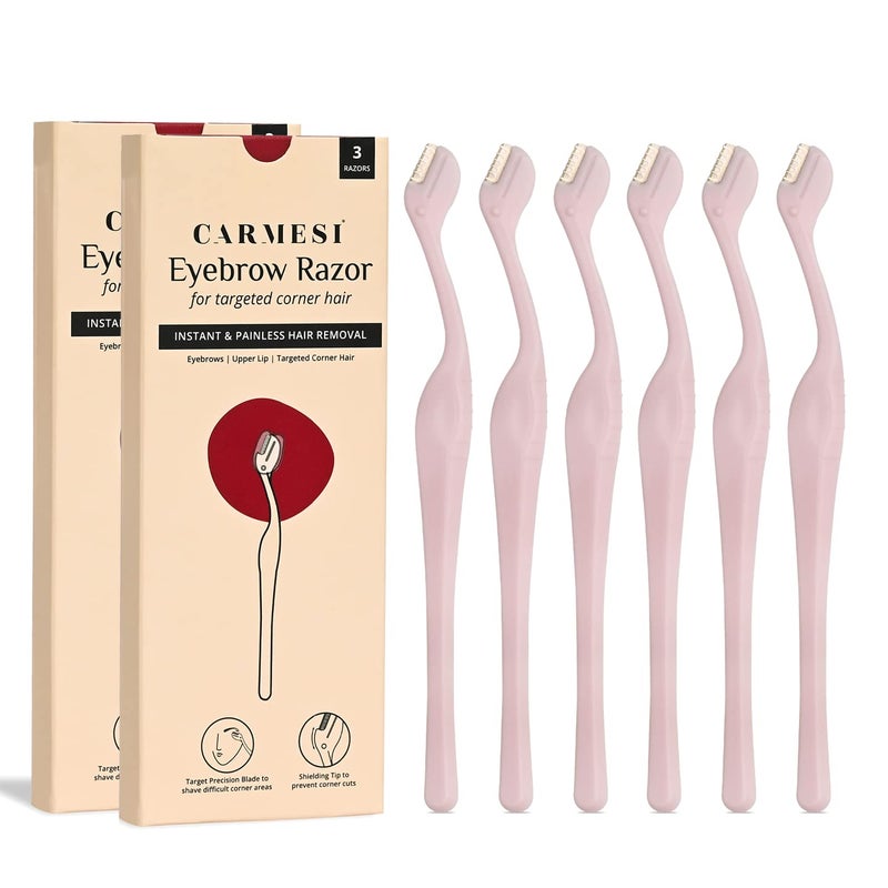 Eyebrow Razor for Targeted Corner Hair  Painless Hair Removal  Protects from Cuts  Gives Precise Eyebrow Shape  Suitable for Sensitive Areas  3 Count Pack of 2