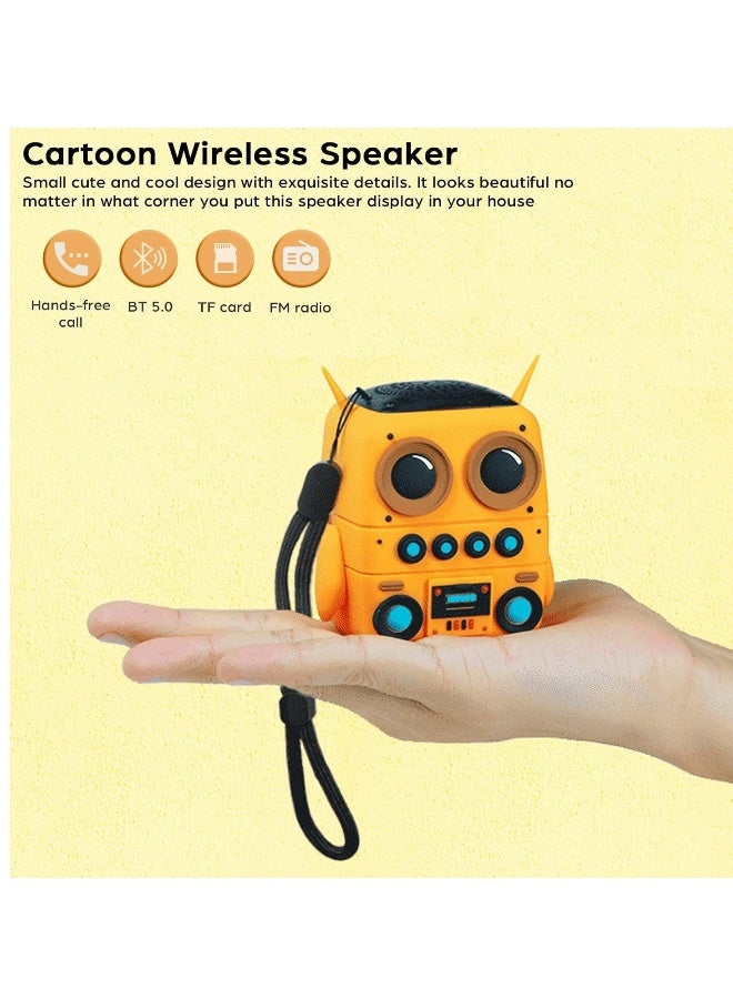 Cartoon Mini Bluetooth Speaker, Small Bluetooth 5.0 Speaker IP65 Wireless Bluetooth Mini Speaker Cute Robot Portable Wireless Speaker Miniature Wireless Robot Speaker for Home Camping Beach Outdoor - Image 3