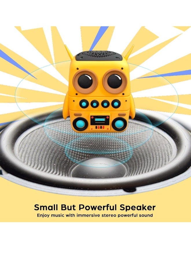 Cartoon Mini Bluetooth Speaker, Small Bluetooth 5.0 Speaker IP65 Wireless Bluetooth Mini Speaker Cute Robot Portable Wireless Speaker Miniature Wireless Robot Speaker for Home Camping Beach Outdoor - Image 4