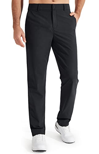 Libin Mens Golf Pants Stretch Work Dress Pants 30" Quick Dry Lightweight Business Casual Pants for Men Comfy Water Resistant, Black, 32W x 30L - Image 1