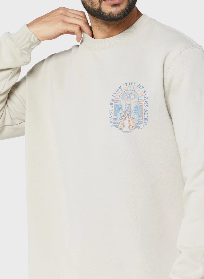 Cotton On Graphic Crew Fleece Sweatshirt