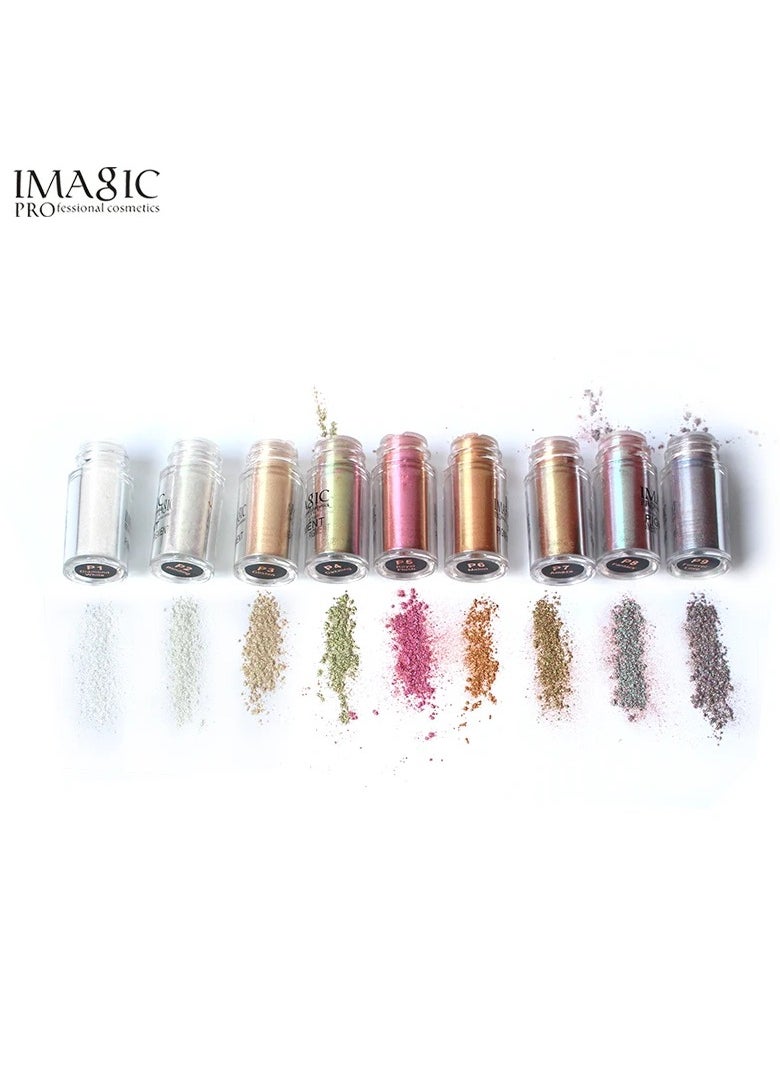IMAGIC IMAGIC Metallic Pigment Glitter Eyeshadow Palette | 9 Vibrant Colors | High-Shine, Long-Lasting Sparkle for Bold Eye Makeup (P6 Melon)  - Image 2