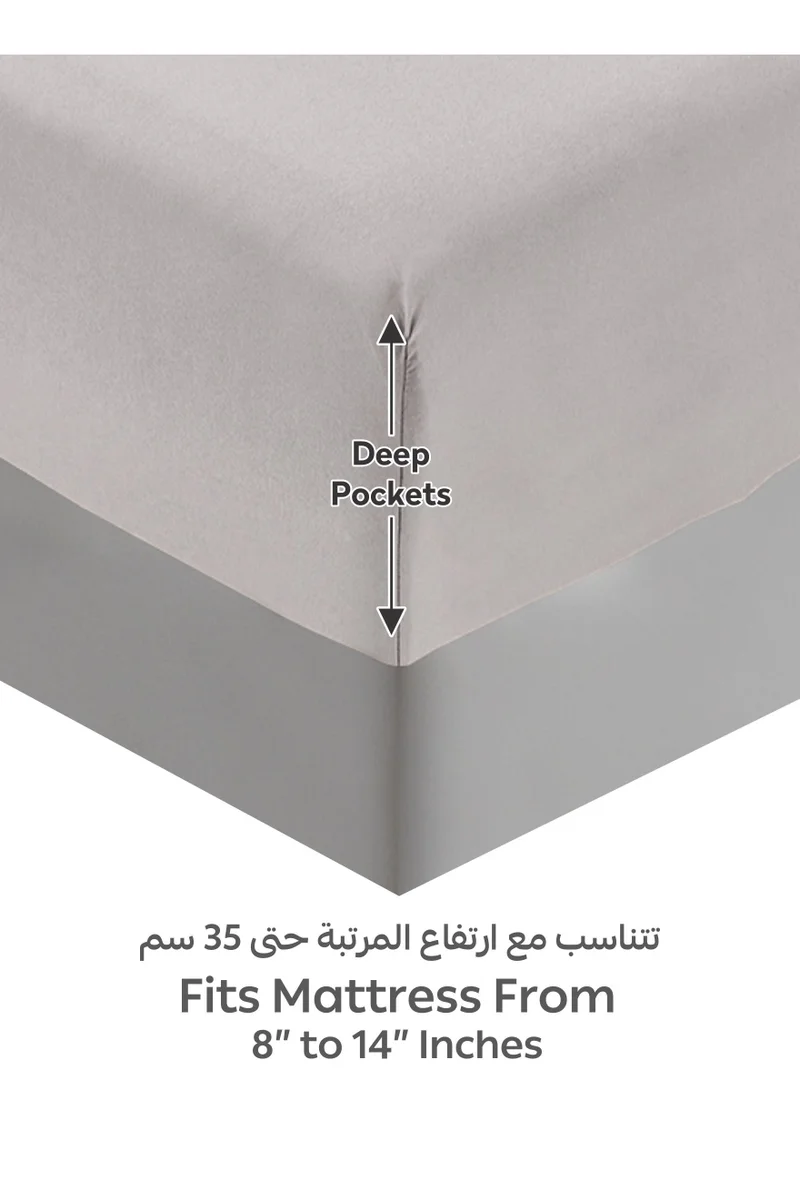 دوناتيلا Bedding Fitted Sheet - Fits 200x200 Cm For King Bed - 3 Pcs (1 Fitted Sheet and 2 Pillowcases) - 35 Cm Deep Pocket - Solid Bed Sheet