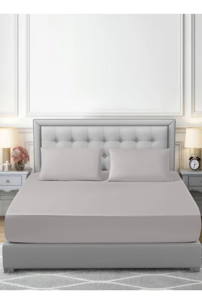دوناتيلا Bedding Fitted Sheet - Fits 200x200 Cm For King Bed - 3 Pcs (1 Fitted Sheet and 2 Pillowcases) - 35 Cm Deep Pocket - Solid Bed Sheet