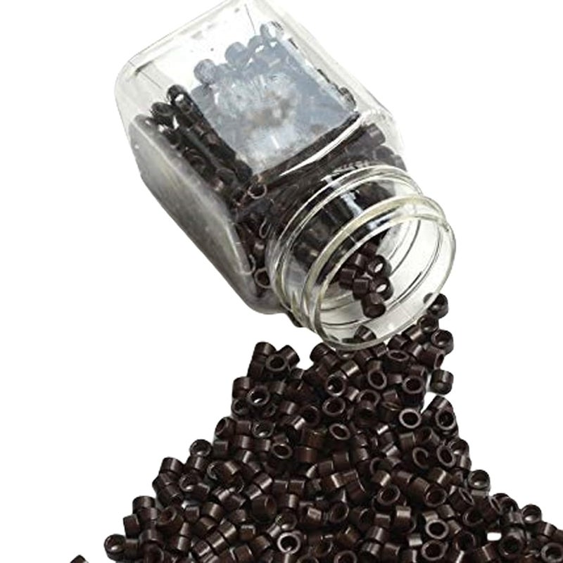 Ayina Micro Crimp Beads Screw Micro Rings beads Tube Aluminum microlinks Hair Beads 40MM 1000PcsBottle for Itip hair extension hair tools Dark Brown 1000p 