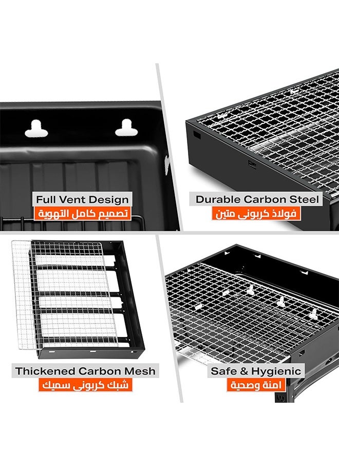 WEMART - Smoker Grill,Charcoal Grills,Stainless Steel Foldable Bbq Grill,Portable Barbecue Grill 43 x 29x23cm Black,Outdoor Stainless Steel Charcoal Grill,Durable And Easy To Clean - Image 1