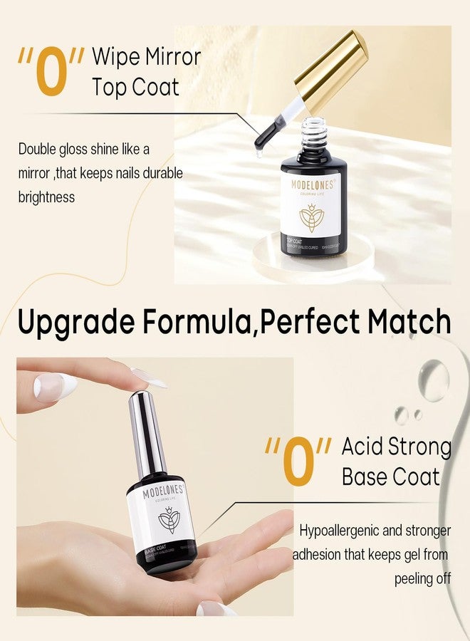 modelones 3 Pcs Gel Top Coat & Base with Cuticle Oil Set,10 ml Cuticle Protectors Set Gel Nail Polish No Wipe Base Gloss Top Coat & Nail Oil - Image 5