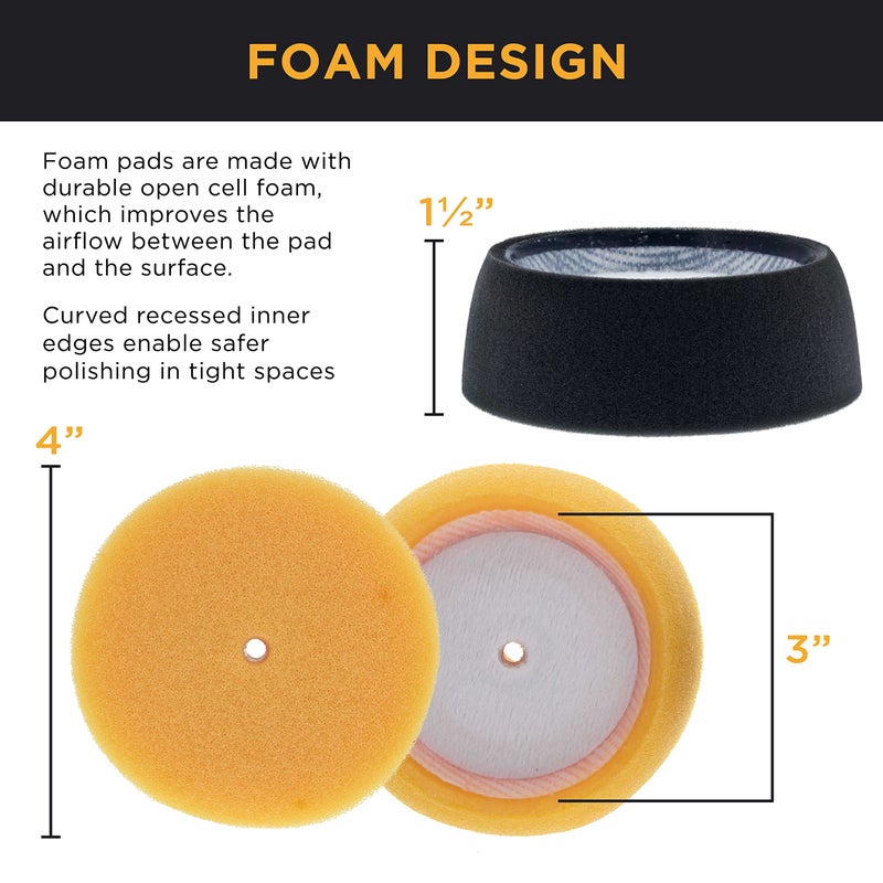 TCP Global TCP Global Brand 3" Mini Buffing and Polishing Pad Kit with 4 Pads, Backing Plate, and 1/4" Drill Adapter  - Image 3