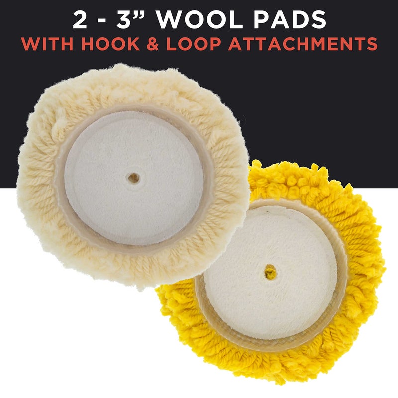 TCP Global TCP Global Brand 3" Mini Buffing and Polishing Pad Kit with 4 Pads, Backing Plate, and 1/4" Drill Adapter  - Image 4