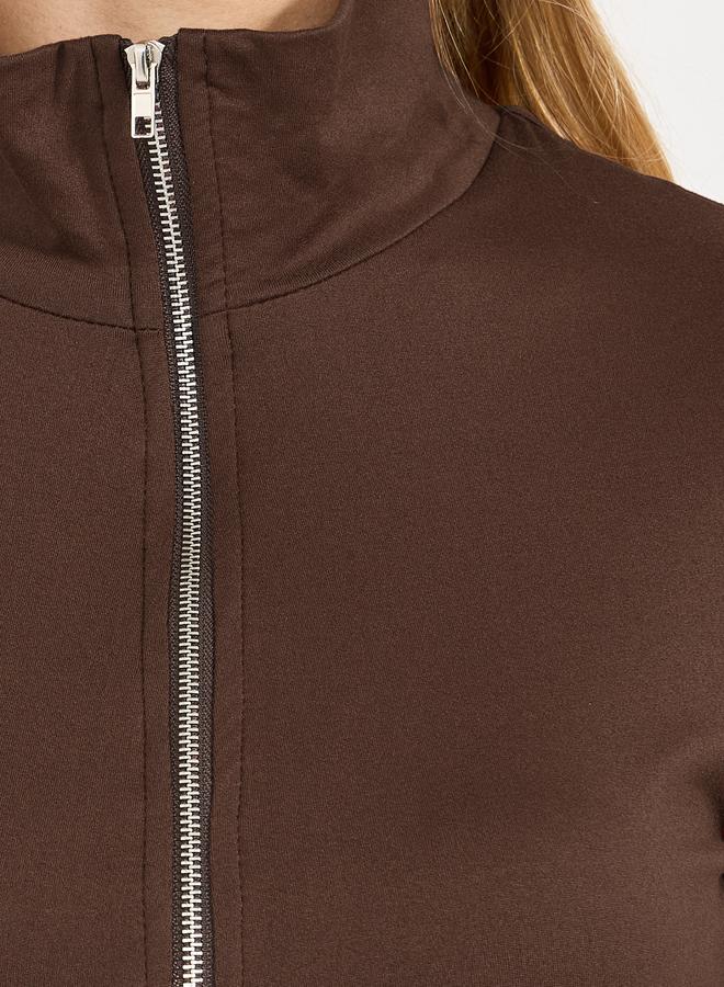 ستايلي فستان ميدي بحافة واسعة ونصف سحَّاب غلق - Image 3